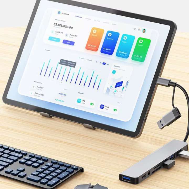 8 em 2 USB + Tipo C HUB Docking Station com 3.5mm Audio Jack Adaptador para Micro SD Leitor de Cartão Laptop Tablet Phone Disk Converter