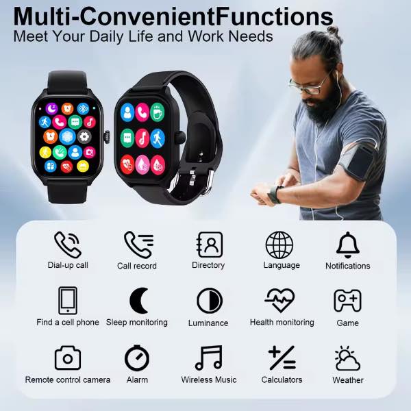 2026 Smart Watch Android IOS Phone 2.01 Polegada Tela Colorida Bluetooth Resposta Chamada Relógios de Fitness Tracker Smartwatch para Mulheres e Homens